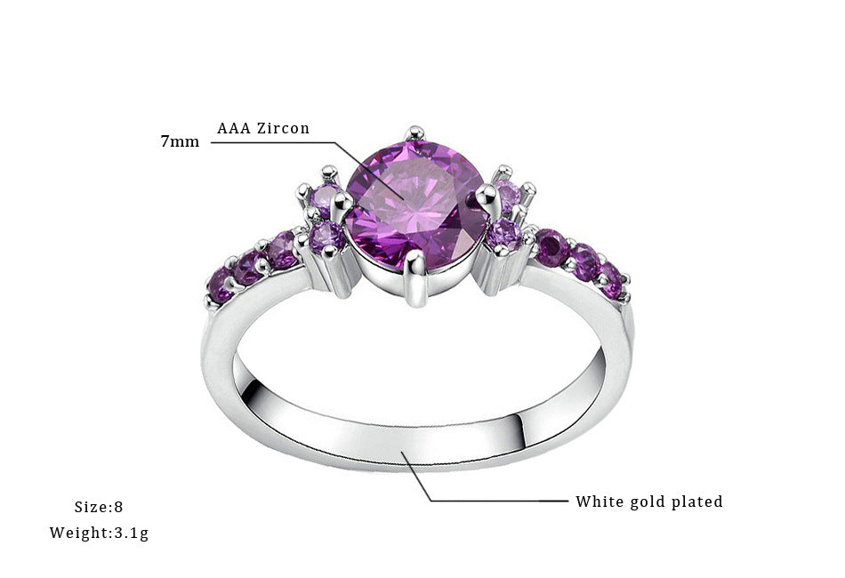 CiNily Violet Filled Finger Rings With Stone Silver Plated Purple Lilac Luxury Summer Cute Romance Fully-Jewelled Woman Girls CiNily Violet Filled Finger Rings With Stone Silver Plated Purple Lilac Luxury Summer Cute Romance Fully-Jewelled Woman Girls